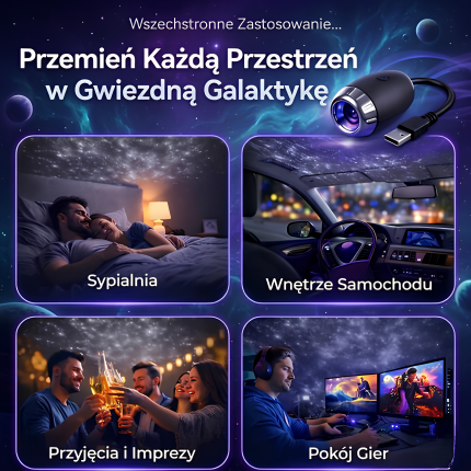 LuxOfera - lampka nocna LED z efektem gwieździstego nieba